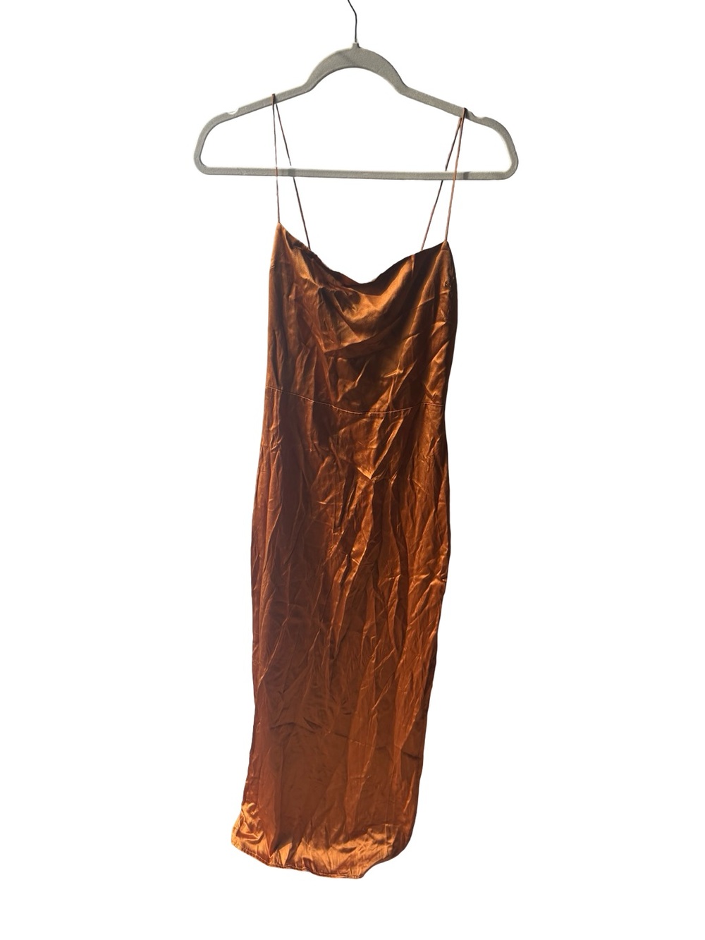 Reformation Frankie Slip Dress Silk  Square-Neck Slip Dress in Caramel - Picture 6 of 9